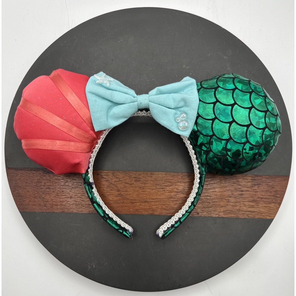 Handmade Disney Minnie Mouse Ears | Little Mermaid | Blue Bow